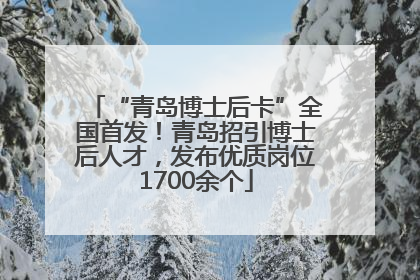 “青岛博士后卡”全国首发！青岛招引博士后人才，发布优质岗位1700余个