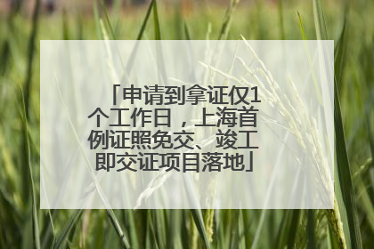 申请到拿证仅1个工作日，上海首例证照免交、竣工即交证项目落地