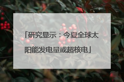 研究显示：今夏全球太阳能发电量或超核电