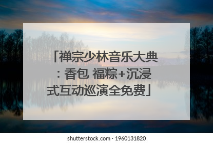 禅宗少林音乐大典：香包 福粽+沉浸式互动巡演全免费