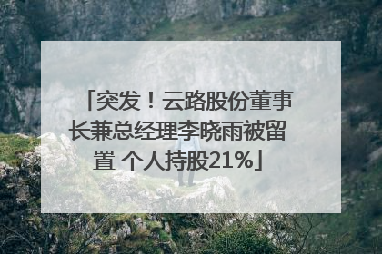 突发！云路股份董事长兼总经理李晓雨被留置 个人持股21%