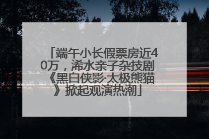端午小长假票房近40万，浠水亲子杂技剧《黑白侠影·太极熊猫》掀起观演热潮