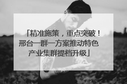 精准施策，重点突破！邢台一群一方案推动特色产业集群提档升级
