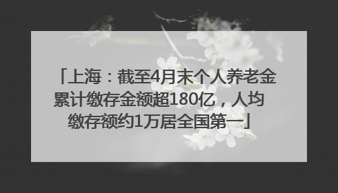 上海：截至4月末个人养老金累计缴存金额超180亿，人均缴存额约1万居全国第一