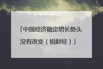 中国经济稳定增长势头没有改变（锐财经）