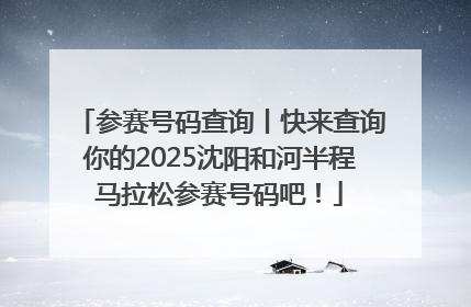 参赛号码查询丨快来查询你的2025沈阳和河半程马拉松参赛号码吧！