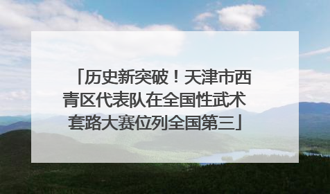 历史新突破！天津市西青区代表队在全国性武术套路大赛位列全国第三