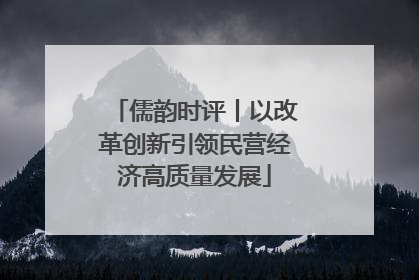儒韵时评丨以改革创新引领民营经济高质量发展