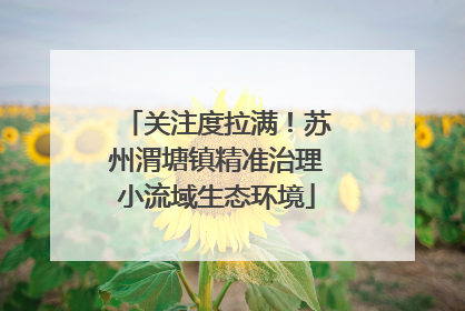 关注度拉满！苏州渭塘镇精准治理小流域生态环境