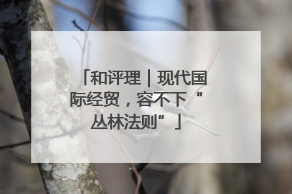 和评理｜现代国际经贸，容不下“丛林法则”