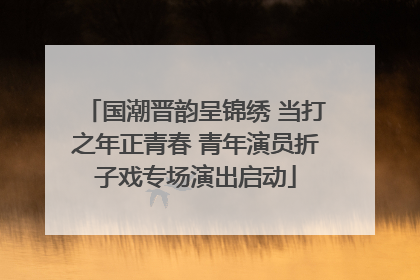 国潮晋韵呈锦绣 当打之年正青春 青年演员折子戏专场演出启动