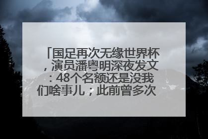 国足再次无缘世界杯，演员潘粤明深夜发文：48个名额还是没我们啥事儿；此前曾多次为国足发声