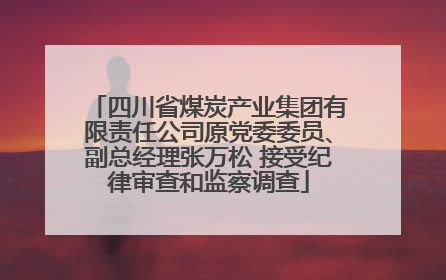 四川省煤炭产业集团有限责任公司原党委委员、副总经理张万松 接受纪律审查和监察调查