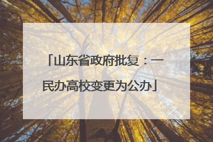 山东省政府批复：一民办高校变更为公办