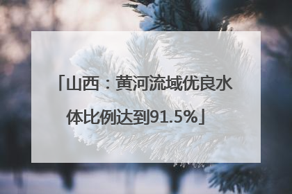 山西：黄河流域优良水体比例达到91.5%