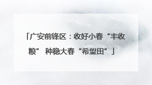 广安前锋区：收好小春“丰收粮” 种稳大春“希望田”