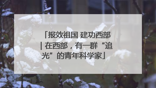 报效祖国 建功西部｜在西部，有一群“追光”的青年科学家