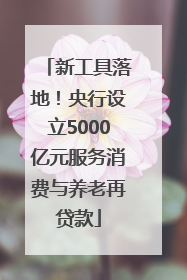新工具落地！央行设立5000亿元服务消费与养老再贷款