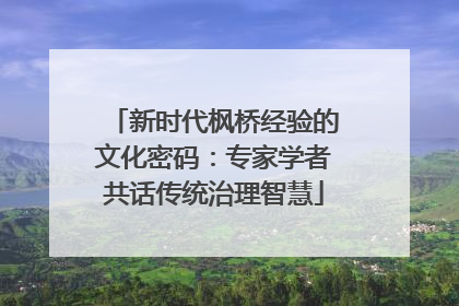 新时代枫桥经验的文化密码：专家学者共话传统治理智慧