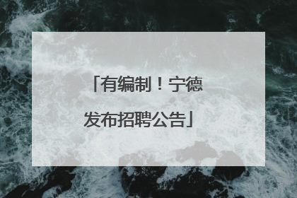 有编制！宁德发布招聘公告