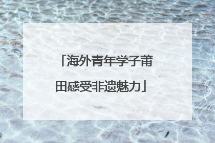 海外青年学子莆田感受非遗魅力