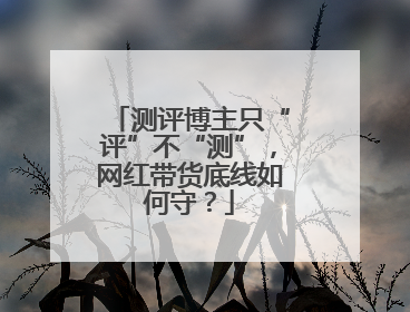 测评博主只“评”不“测”，网红带货底线如何守？