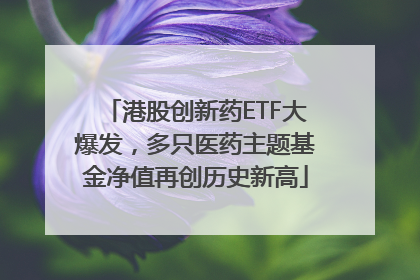 港股创新药ETF大爆发，多只医药主题基金净值再创历史新高