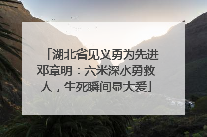 湖北省见义勇为先进邓章明：六米深水勇救人，生死瞬间显大爱