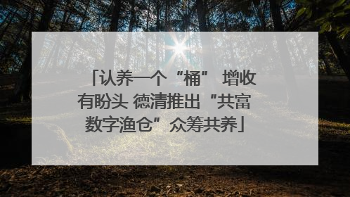 认养一个“桶” 增收有盼头 德清推出“共富数字渔仓”众筹共养