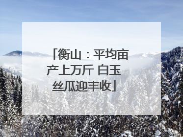 衡山：平均亩产上万斤 白玉丝瓜迎丰收