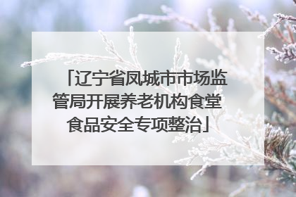 辽宁省凤城市市场监管局开展养老机构食堂食品安全专项整治