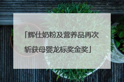 辉仕奶粉及营养品再次斩获母婴龙标奖金奖