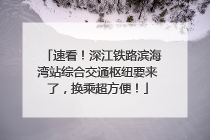 速看！深江铁路滨海湾站综合交通枢纽要来了，换乘超方便！