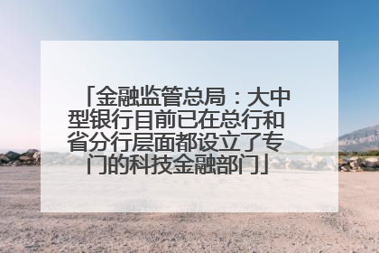 金融监管总局：大中型银行目前已在总行和省分行层面都设立了专门的科技金融部门