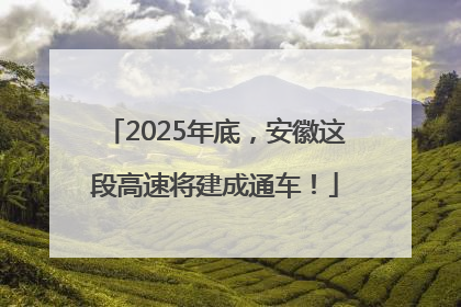 2025年底，安徽这段高速将建成通车！